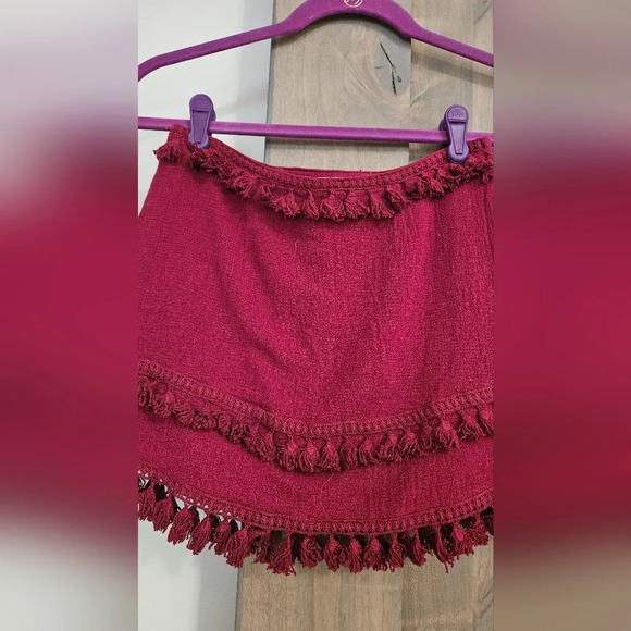 THE INDIGO CHILD Tassel skirt And Cropped Top Set. Maroon/Burgundy. Size small - Picture 6 of 15